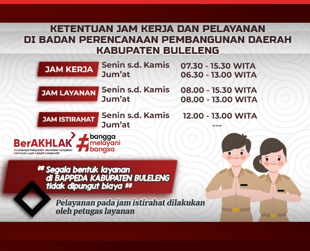 KETENTUAN JAM KERJA DAN PELAYANAN DI BAPPEDA KABUPATEN BULELENG